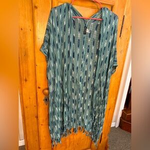 Trades of Hope Green & Blue Kimono Handmade by 3rd World Artisans One Size